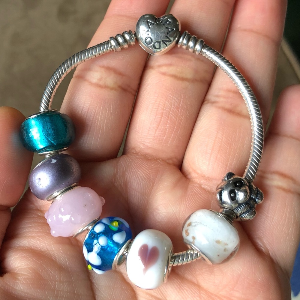 Pandora Snake Bracelet Charms Jewelry Heart Clasp
